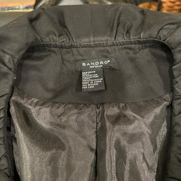 Sandro Black Blazer With Ruffle Collar beautiful - Picture 6 of 7